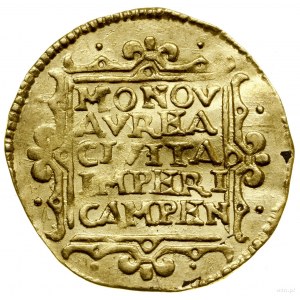 Dukat, 1649; Aw: W obwódce perełkowej rycerz stojący w ...