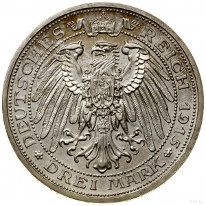 3 marki, 1915 A, Berlin; wybite na 100. rocznicę przyłą...