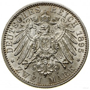 2 marki, 1895 A, Berlin; AKS 121, Jaeger 145; niski nak...
