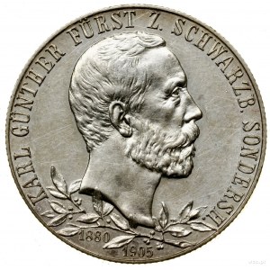 2 marki, 1905, Berlin; wybite na 25-lecie panowania; AK...