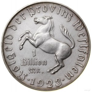 1 bilion marek, 1923; Jaeger N28; nowe srebro, 82.60 g;...