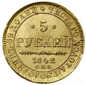 5 rublů, 1842 СПБ АЧ, Petrohrad; Bitkin 20, Fr. 155, U..