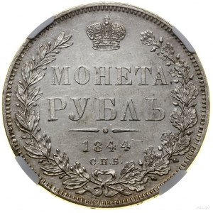 Rubel, 1844 СПБ КБ, Petersburg; na awersie w ЗОЛОТНИКА ...