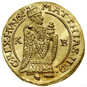 Dukat, 1610 KB, Kremnica; Aw: Postać władcy w koronie i...