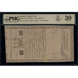 5 poľských zlotých, 8.6.1794; séria N.A.1, číslovanie 2...