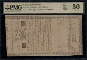 5 Polish zloty, 8.06.1794; series N.A.1, numbering 2....