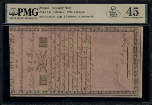5 Polish zloty, 8.06.1794; series N.D.1, numbering 3....