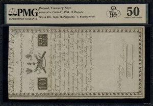 10 Polish zloty, 8.06.1794; series A, numbering 319,...