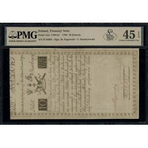 10 złotych polskich, 8.06.1794; seria B, numeracja 3498...