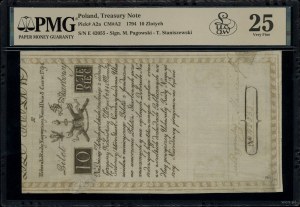 10 Polish zloty, 8.06.1794; E series, numbering 4205....