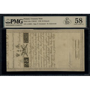 25 poľských zlotých, 8.6.1794; séria A, číslo 2329....