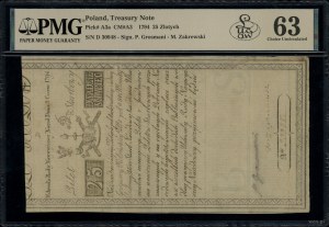 25 Polish zlotys, 8.06.1794; D series, numbering 3094....