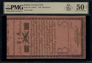 100 Polish zlotys, 8.06.1794; B series, numbering 112....