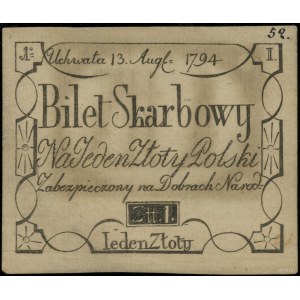 1 złoty polski, 13.08.1794; seria I; Lucow 42i (R9) - i...
