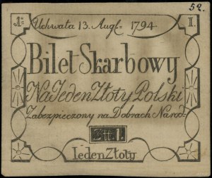 1 Polish zloty, 13.08.1794; series I; Lucow 42i (R9) - i...