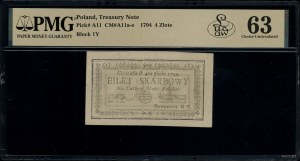 4 Polish zlotys, 4.09.1794; 1Y series; Lucow 43y (R0) - ...