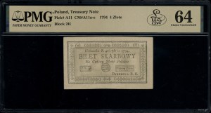 4 Polish zlotys, 4.09.1794; 2H series; Lucow 44h (R0) - ...