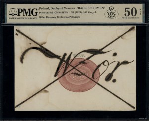 The design of the reverse side of the 100 zloty bill p...