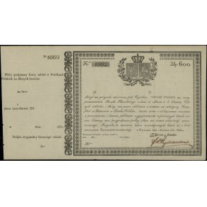 Pożyczka na 600 złotych, 1.06.1831, Warszawa; numeracja...