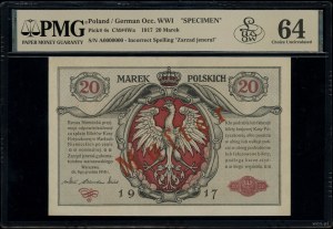 20 Polish marks, 9.12.1916; jeneral, series A, numerac...