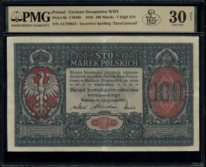 100 Polish marks, 9.12.1916; jeneral, series A, numeral...
