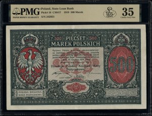 500 Polish marks, 15.01.1919; numbering 242931; Lucow....