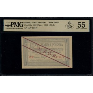 1 marka polska, 17.05.1919; seria IAW, numeracja 129,47...