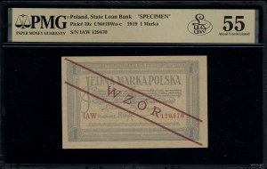 1 Polish mark, 17.05.1919; IAW series, numbering 129,47...