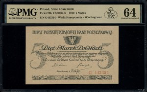 5 Polish marks, 17.05.1919; G series, numbering 443354....