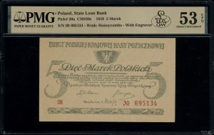 5 Polish marks, 17.05.1919; IR series, numbering 69513....