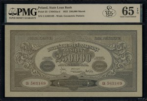 250,000 Polish marks, 25.03.1923; CA series, numbering...