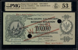 10 000 000 polských marek, 20.11.1923; série B, číslování...