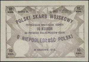 Polish Military Treasury, Voucher for 10 crowns, 1914; voucher for po...
