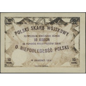 Polski Skarb Wojskowy; Bon na 10 koron, 1914; druga edy...