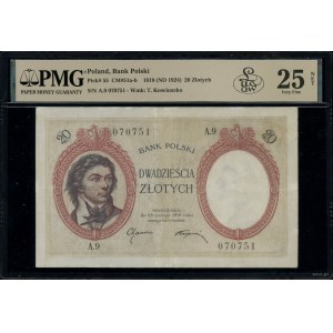 20 złotych, 28.02.1919; seria A.9, numeracja 070751; Lu...