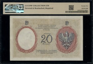 20 zloty, 28.02.1919; series A.9, numbering 070751; Lu...