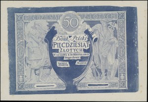 50 zloty - proof subprint in navy blue, 28.08....