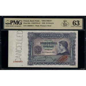 20 złotych, 2.01.1928; niewprowadzone do obiegu, seria ...