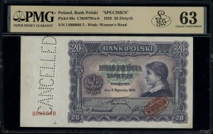 20 zloty, 2.01.1928; not put into circulation, series ...