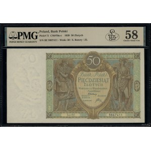 50 złotych, 1.09.1929; seria B.E., numeracja 9867411; L...