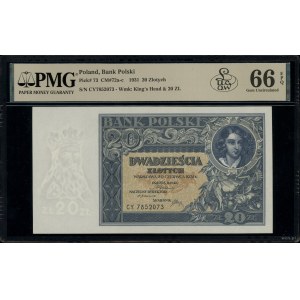 20 złotych, 20.06.1931; seria CY., numeracja 7852073; L...