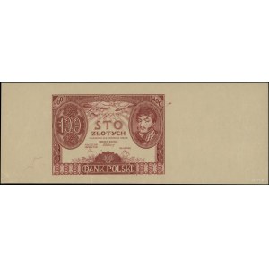 100 złotych - jednostronny próbny druk w kolorze ciemno...
