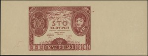 PLN 100 - one-sided trial print in dark color....