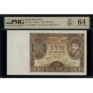 100 złotych, 9.11.1934; seria AX., numeracja 7036931, z...