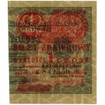 Bilet zdawkowy 1 grosz, 28.04.1924; nadruk na prawej cz...