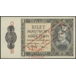 Bilet państwowy 1 złoty, 1.10.1938; seria H, numeracja ...
