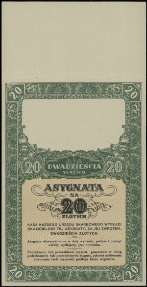 Assignment for 20 zlotys of the Ministry of the Treasury, [1939]; ser...