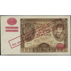 100 złotych, [1939]; fałszywy nadruk na banknocie 100 z...