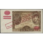 100 złotych, [1939]; fałszywy nadruk na banknocie 100 z...