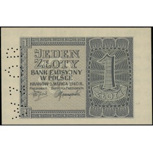 1 złoty, 1.03.1940; bez oznaczenia serii i numeracji, p...
